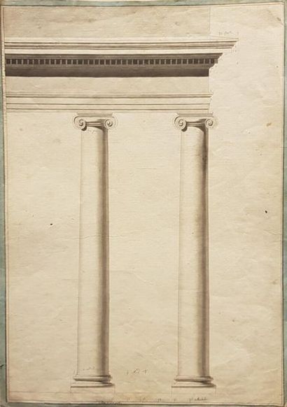 null Ecole FRANCAISE du XVIIIème siècle
Deux études d'attiques à colonnes
Deux dessins,...
