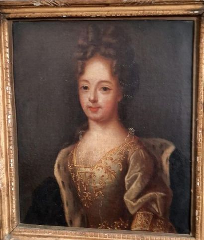 null Ecole française XVIIIème
Portrait en buste de Madame Viot à la robe brodée fils...