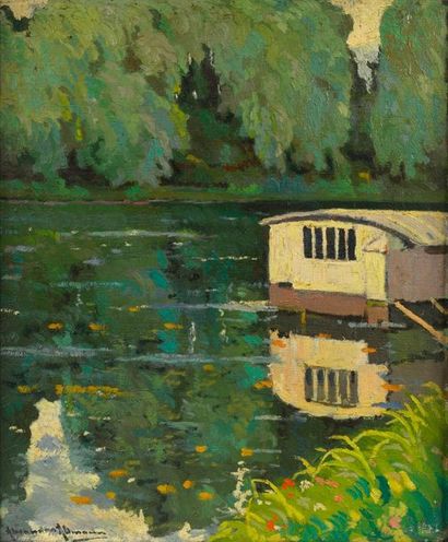 null Alexander ALTMANN (1878-1932)

Péniche sur un étang

Huile sur toile

Signé...