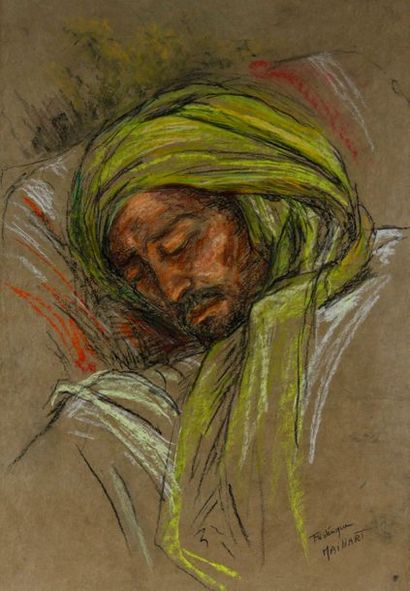 null Frédérique MAILLART (1946-)

Sleepy Tuareg

Pastel on Tibetan paper

75 x 59.5...