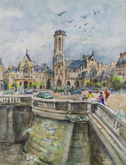 null MICHEL Andrée (1908-1975)

Saint-Germain L'Auxerrois seen from the Louvre

Watercolor...