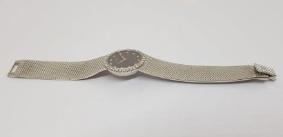 null PIAGET, Watchband in white gold, 750 MM, black steel back, diamond numerals,...
