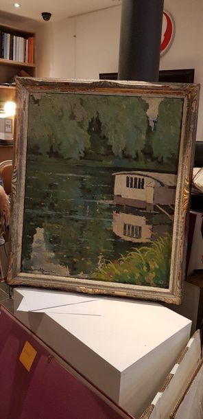 null Alexander ALTMANN (1878-1932)

Péniche sur un étang

Huile sur toile

Signé...