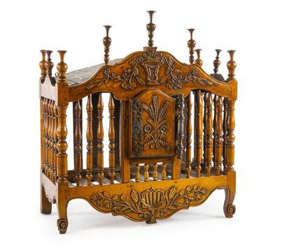 null Moulded and carved natural wood pantry with ears of wheat decoration and floral...