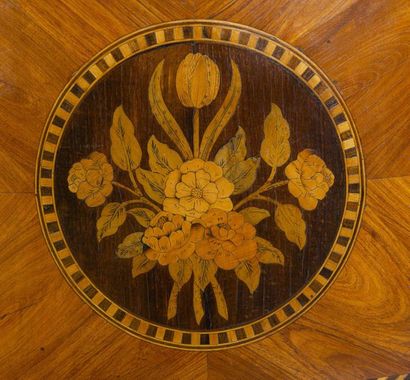 null Chest of drawers with half moon inlaid with butterfly wings, floral medallions...