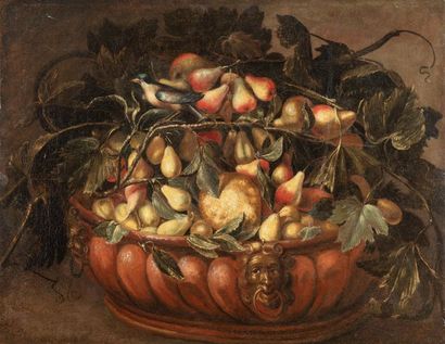 null Ecole ITALIENNE du XVIIIème siècle, suiveur du MAITRE des GROTESQUES Fruits...