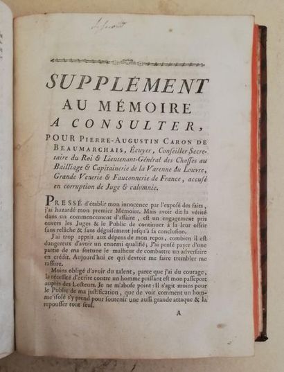 null BEAUMARCHAIS.- Mémoire à consulter pour Pierre Auguste Caron de Beaumarchais...