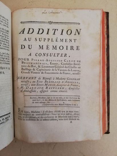 null BEAUMARCHAIS.- Mémoire à consulter pour Pierre Auguste Caron de Beaumarchais...