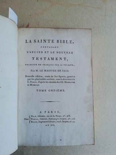 null BIBLE.- La Sainte Bible, contenant l'ancien et le nouveau testament, traduite...