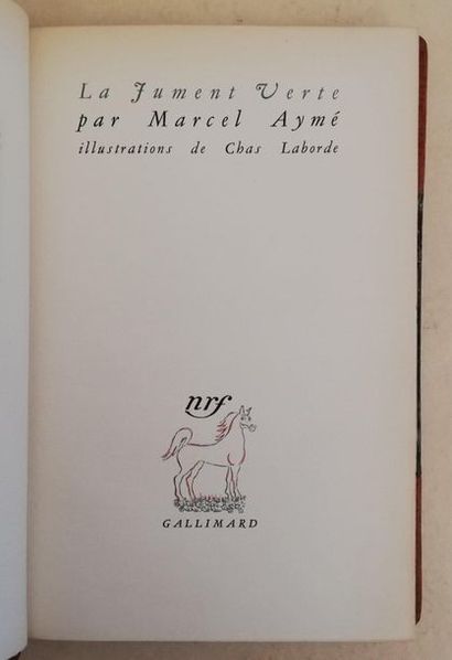 null CHAS-LABORDE et AYME (M.). La Jument verte. Paris, N.R.F., 1936 ; in-8, demi-mar....