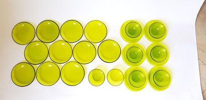 null LALIQUE FRANCE
partie de service en cristal vert anis comprenant huit tasses,...