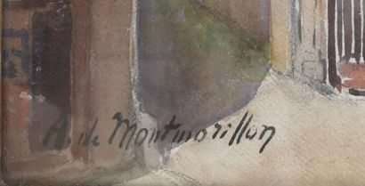 null A de MONTMORILLON (Actif vers 1900)
Vue de l'église d'un village
Aquarelle sur...