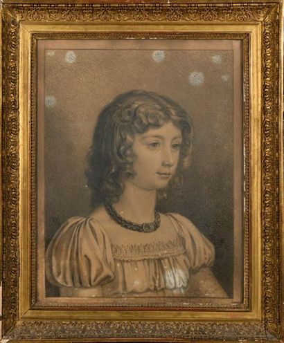 null Ecole FRANCAISE vers 1810
Portrait d'Antonia de Cazenove à dix ans
Pierre noire
43...
