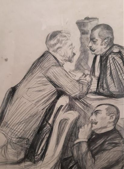 null Ecole FRANCAISE vers 1900
le tribunal
Crayon noir
34,5 x 25,5 cm
