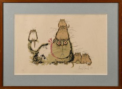 null SEARLE Ronald (1920-2011) Cat

family Coloured print Signed lower right and...