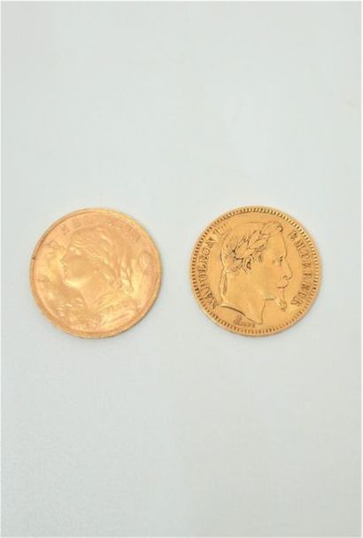 null Une pièce de 20 Francs Or : 1865 (BB-BARRE)
Une pièce de 20 Francs Suisse Or...