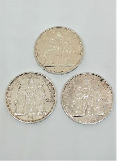 null Trois pièces de 10 Francs Argent : 1965 (DUPRE), 1966 (DUPRE) et 1968 (DUPRE)

(Vente...