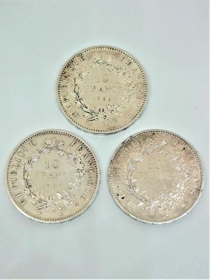 null Trois pièces de 10 Francs Argent : 1965 (DUPRE), 1966 (DUPRE) et 1968 (DUPRE)

(Vente...