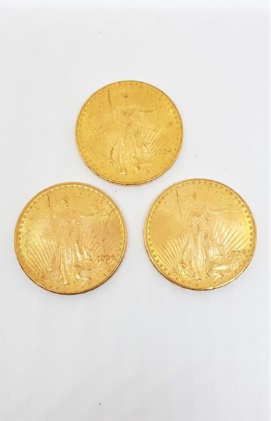 null Trois pièces de 20 Dollars Or : 1924 (CA)

(Vente sur désignation. récupération...