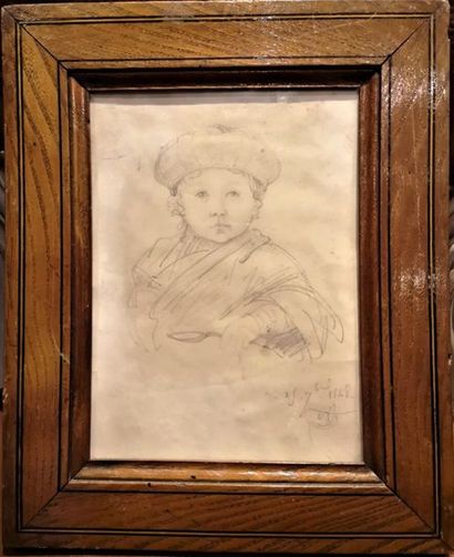 null Lot de deux dessins :

Ecole FRANCAISE du XIXème siècle
Portrait de femme assise,...