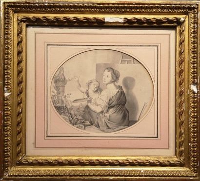 null Ecole ALLEMANDE du XIXème siècle
Allégorie de la peinture
Lavis gris
14,5 x...
