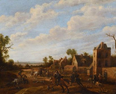 null Joost Cornelisz DROOCHSLOOT (Utrecht 1586 - 1666)
Soldats attaquant des voyageurs
Panneau...