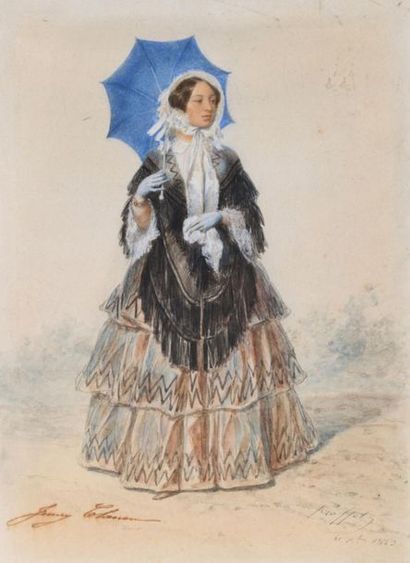 null RAFFET Auguste (Paris 1804 - Gênes 1860)
Portrait de Jenny Daunez
Crayon noir...