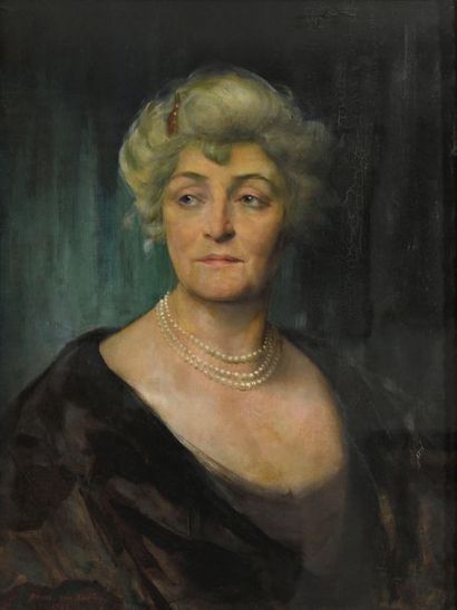 null Henry VAN HACKEN attribué à
Portrait présumé de Madame Raeymakers
Huile sur...