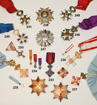 null Three miniature crosses, with their ribbons: 
one of officer or commander of...