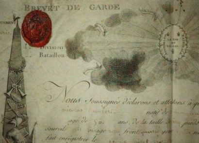 null Vainqueurs de la Bastille.
Lafayette 
Brevet sur vélin de la garde nationale...