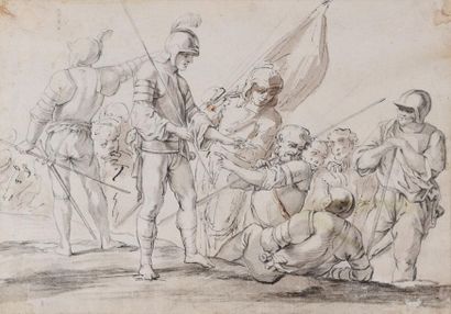 null ITALIAN School circa 1700
Group of soldiers
Black stone, pen and black ink,...