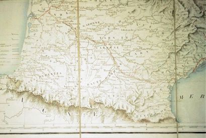 null Une carte entoilée des chemins de fer français de 1848. 
par Longuet dans son...