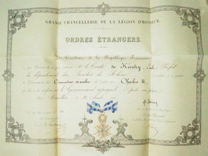 null Grande chancellerie de la Légion d'Honneur. Ordres étrangers
Diplôme autorisant...