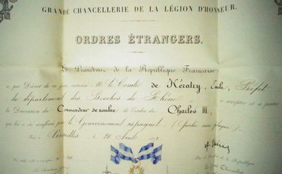 null Grande chancellerie de la Légion d'Honneur. Ordres étrangers
Diplôme autorisant...