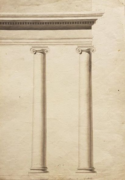 null Ecole FRANCAISE du XVIIIème siècle
Two studies of columned attics
Two drawings,...