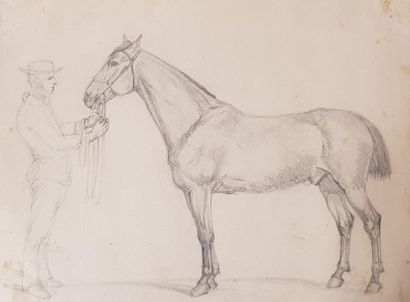 null Henri REGNAULT (Paris 1843 - 1871)
Un palefrenier et son cheval
Crayon noir
22,5...