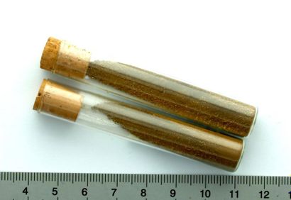 null Two vials of red sand similar to that of Mars. 
Presented in glass vials and...