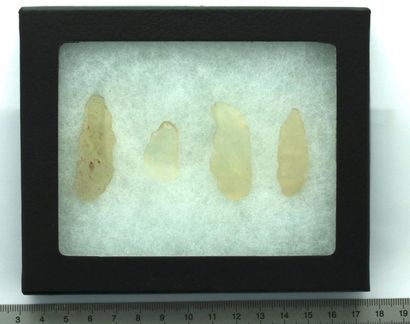 null Bel ensemble de quatre outils préhistoriques taillés dans le fameux verre Libyque...