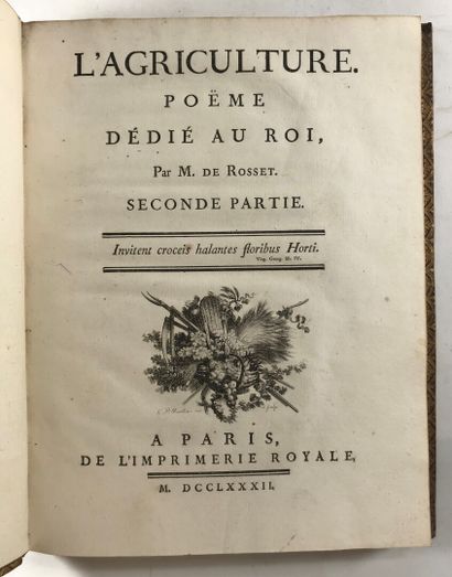 null ROSSET (Pierre Fulcrand de). L'Agriculture, poëme. Paris, Imprimerie Royale,...