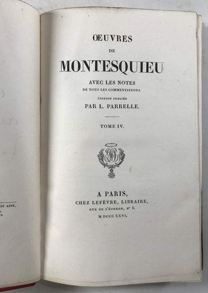 null MONTESQUIEU. Oeuvres. Paris, Lefèvre, 1826. 8 vol. in-8 demi-mar. rouge à coins...