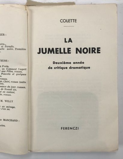 null COLETTE. - La jumelle Noire. Paris, Ferenczi, 1934. In- 8 broché. Un des 30...