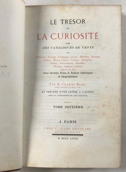 null BLANC (Ch.). Le trésor de la curiosité tiré des catalogues de vente. Paris Renouard...