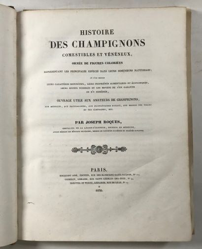 null JOSEPH (J.). Histoire des champignons comestibles et vénéneux. 

Paris ,Hocquart...