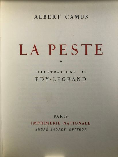 null CAMUS. La peste. Ill. Edy-Legrand. Sauret, 1962. 2 vol.in-4 coffret. Ex.num...