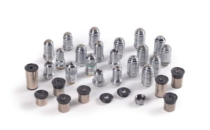 null Leitz objectives and Zeiss eyepieces consisting of about 20 objectives and 10...
