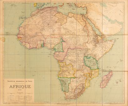 null Canvas map of Africa of the Geographical Society of Paris dated 1897 drawn by...