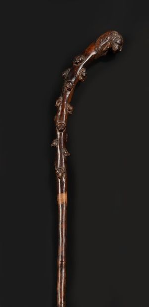 null Rustic cane in burl wood