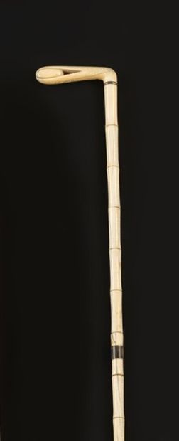 null Cane with a shaft made of a piece of ivory showing a bamboo branch