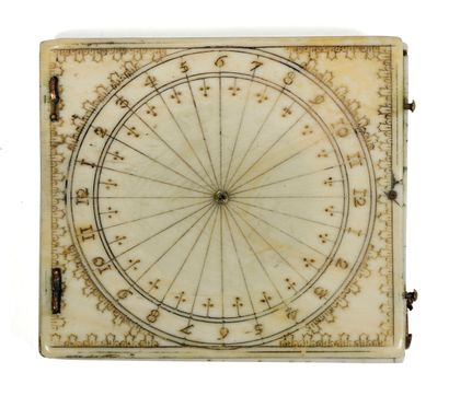 null Charles Bloud sundial in Dieppe ivory composed of a moondial and a compass....