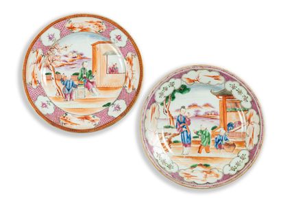 null CHINA COMMISSION

Two circular porcelain plates with different decorations in...